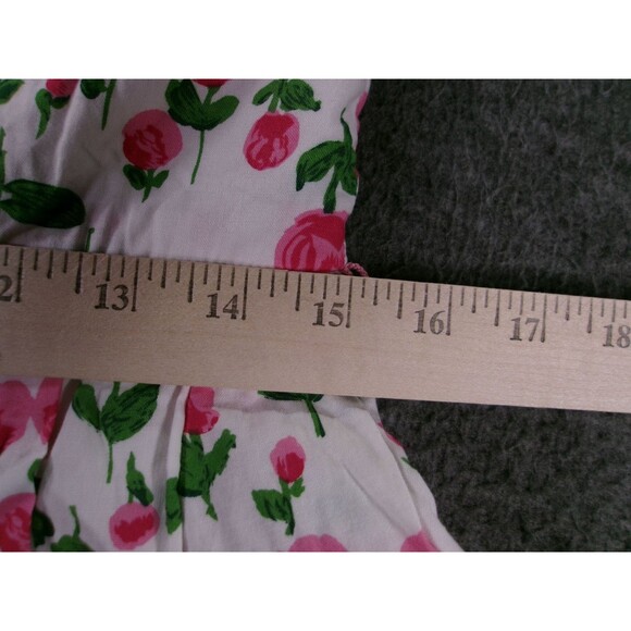 Vintage Talbots Dress Women 8 White Pink Floral Ruffle Trim Costal Resort USA - Picture 4 of 11